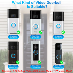COOLWUFAN Anti-Theft Video Doorbell Mount, No-Drill Mounting Bracket for Most Brand Video Bell (Black)