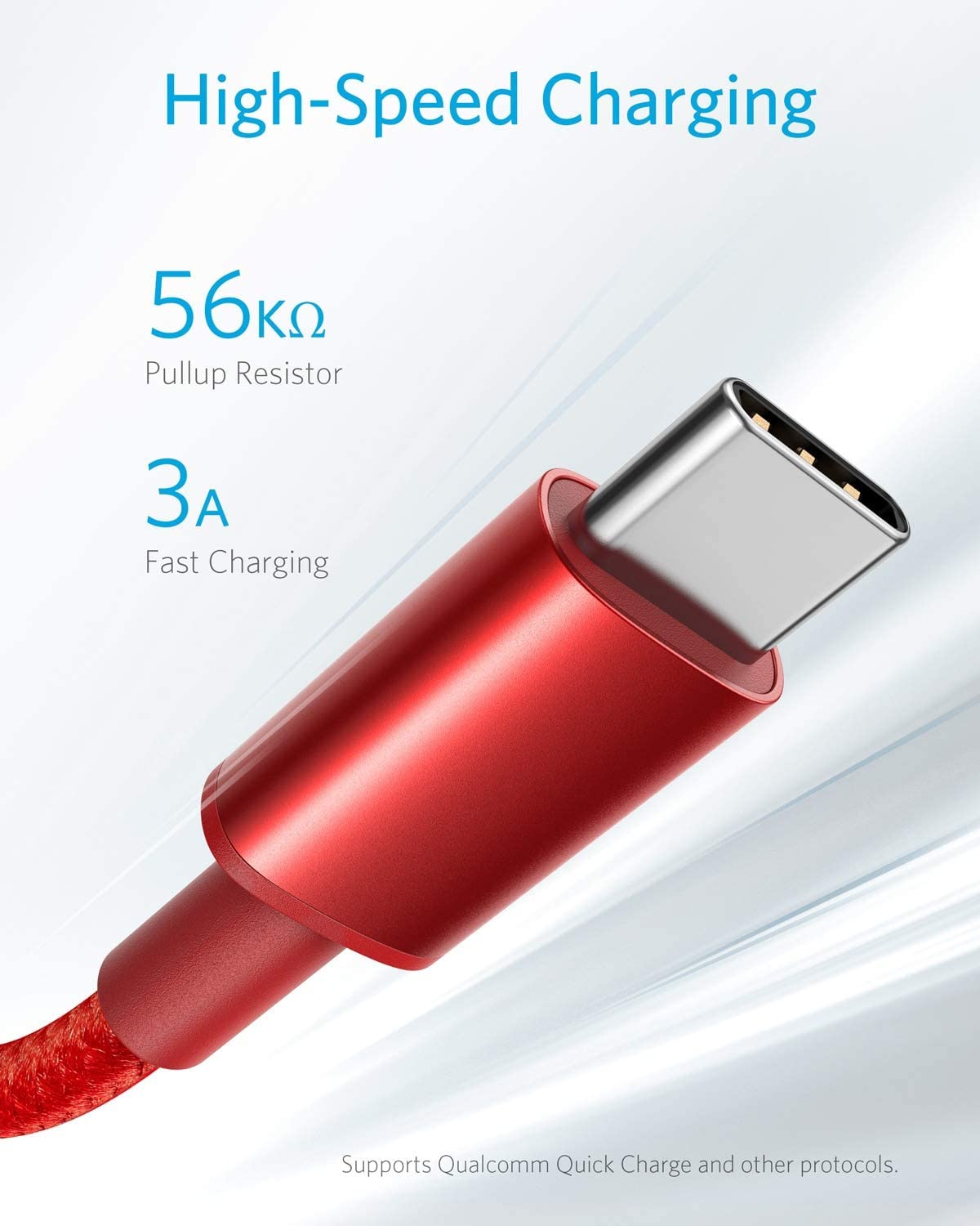 COOLWUFAN USB Type C Cable, [2-Pack 3Ft] Premium Nylon USB-C to USB-A Fast Charging Type C Cable, for Samsung Galaxy S10 / S9 / S8 / Note 8, LG V20 / G5 / G6 and More(Red)
