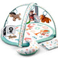 OTTOLIVES Baby Play Gym 7 in 1 Baby Activity Gym Mat 0-12 Months with 2 Washable Covers with 6 Toys Non-Slip Playmat Baby Tummy Time Mat for Early Sensory Exploration and Motor Skill Development (White)