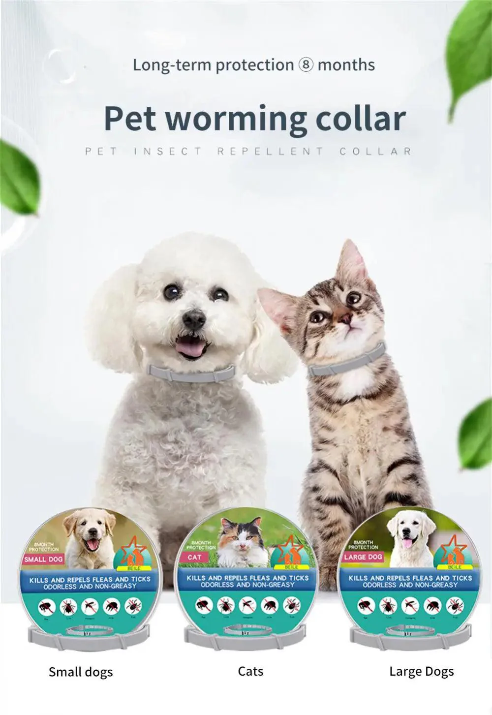 Buggybands Small Pet Collars Anti-Parasitic: Convenient Protection for Dogs & Cats,Vet-Recommended Flea & Tick Treatment & Prevention