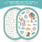 OTTOLIVES Baby Play Gym 7 in 1 Baby Activity Gym Mat 0-12 Months with 2 Washable Covers with 6 Toys Non-Slip Playmat Baby Tummy Time Mat for Early Sensory Exploration and Motor Skill Development (White)