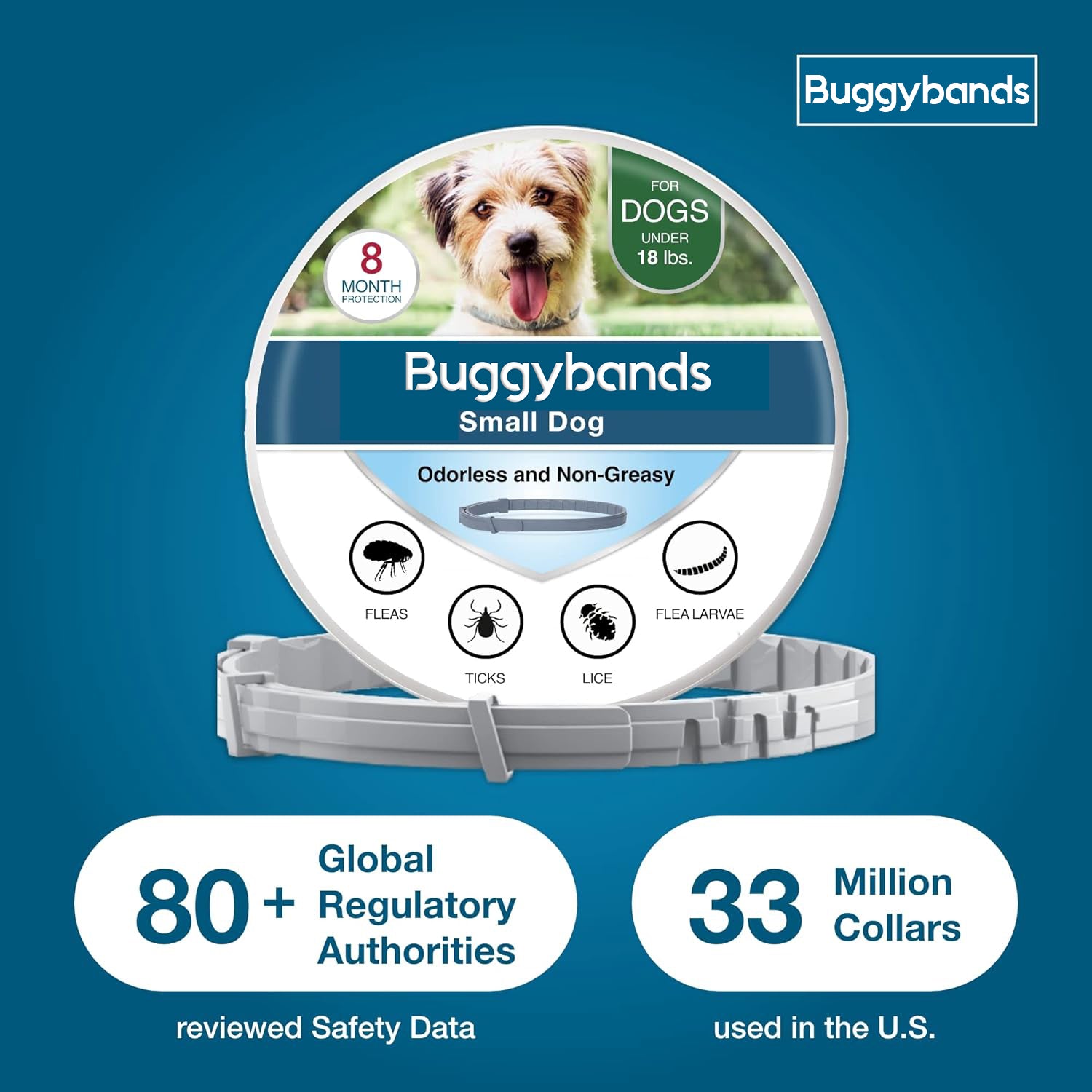 Buggybands Small Pet Collars Anti-Parasitic: Convenient Protection for Dogs & Cats,Vet-Recommended Flea & Tick Treatment & Prevention