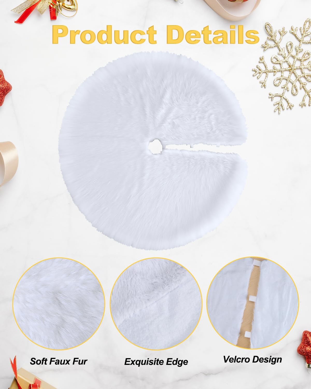 48" White Plush Christmas Tree Skirt