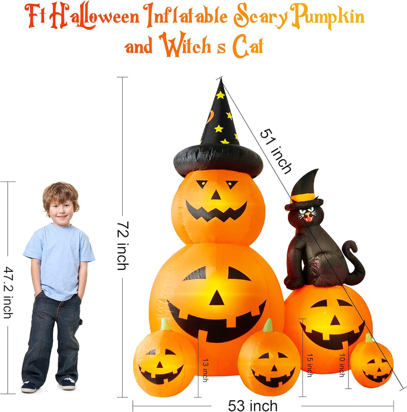 Halloween Ghost Pumpkin & Witch Cat Inflatable