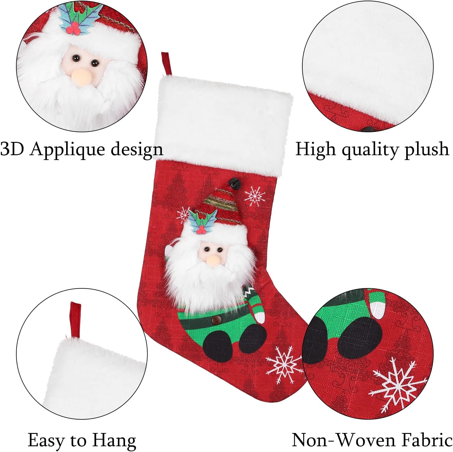 Festive Plush Cuff Xmas Stockings
