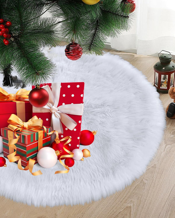 48" White Plush Christmas Tree Skirt