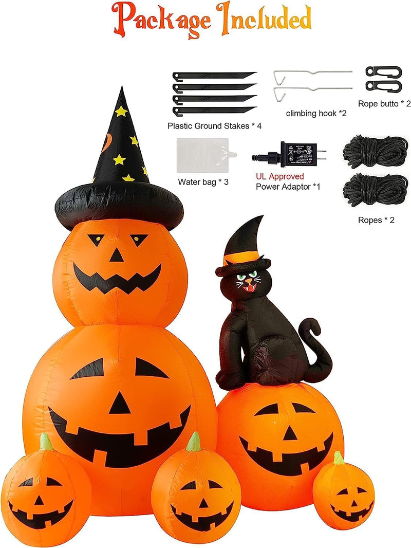 Halloween Ghost Pumpkin & Witch Cat Inflatable