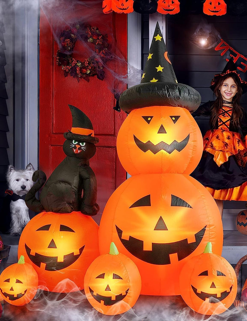 Halloween Ghost Pumpkin & Witch Cat Inflatable