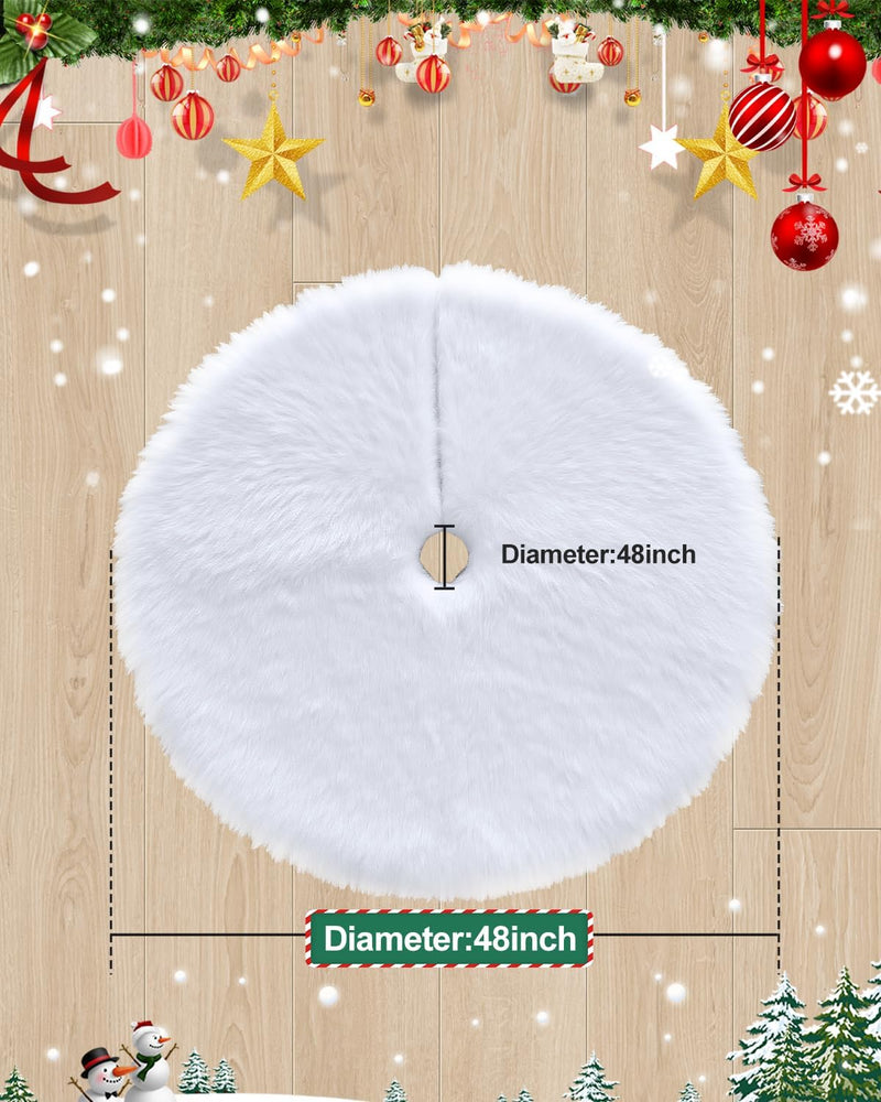 48" White Plush Christmas Tree Skirt