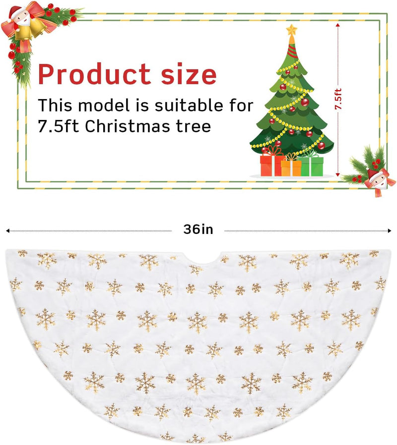 36" Plush Snowflake Christmas Tree Skirt