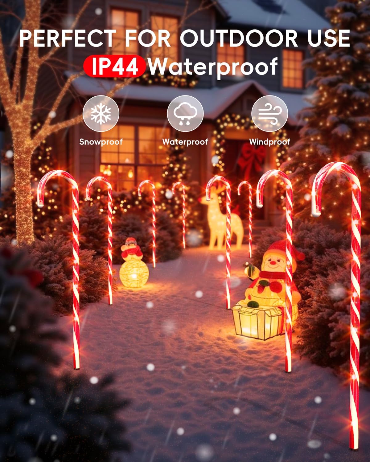 12-Pack Christmas Candy Cane Pathway Markers
