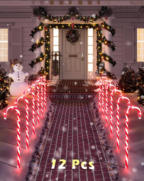 12-Pack Christmas Candy Cane Pathway Markers