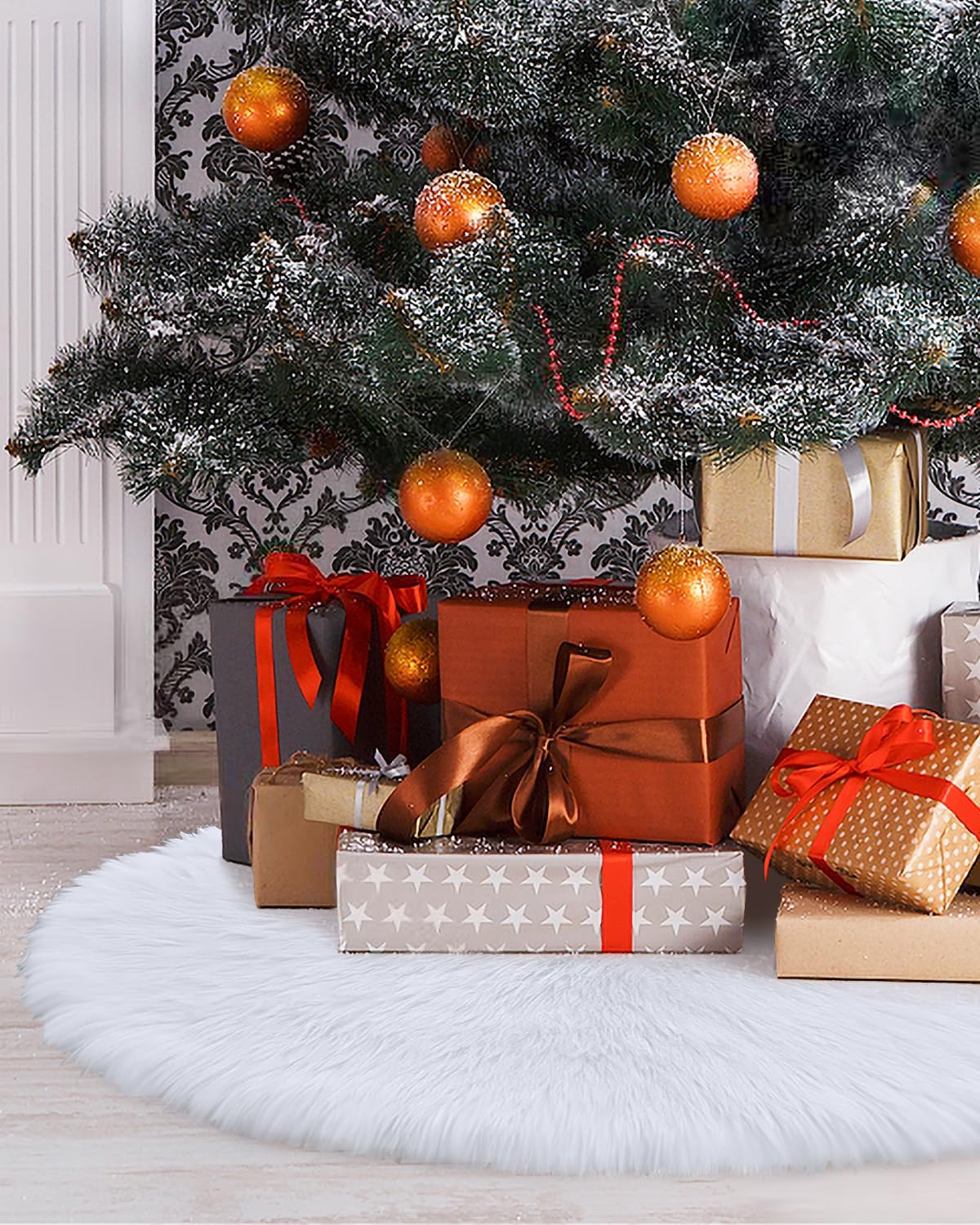 48" White Plush Christmas Tree Skirt