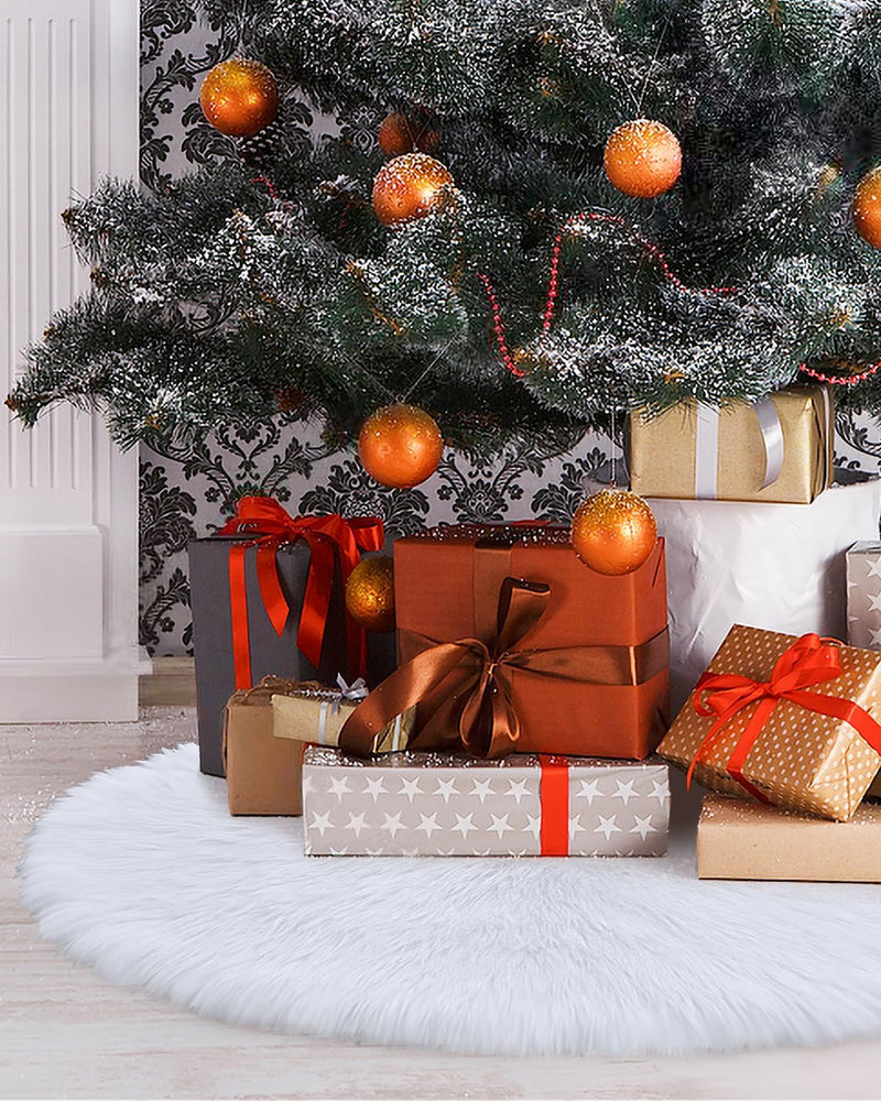 48" White Plush Christmas Tree Skirt