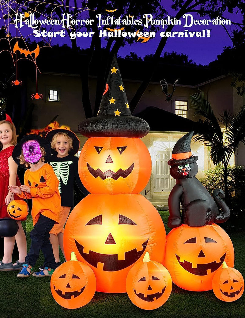 Halloween Ghost Pumpkin & Witch Cat Inflatable