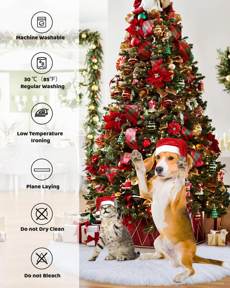 48" White Plush Christmas Tree Skirt
