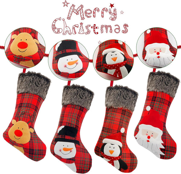 4-Pack 19" Red Christmas Stockings