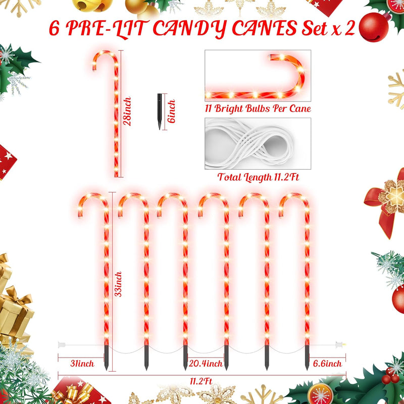 Pack 33" Candy Cane Pathway Stake Lights