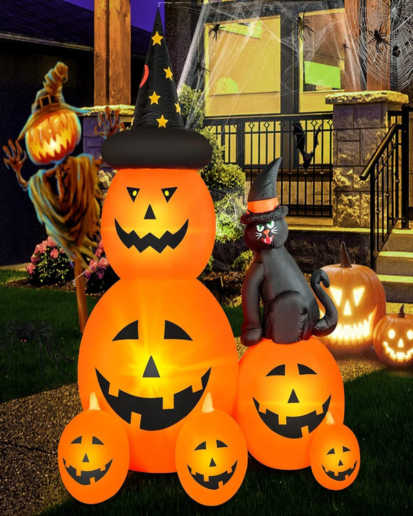 Halloween Ghost Pumpkin & Witch Cat Inflatable