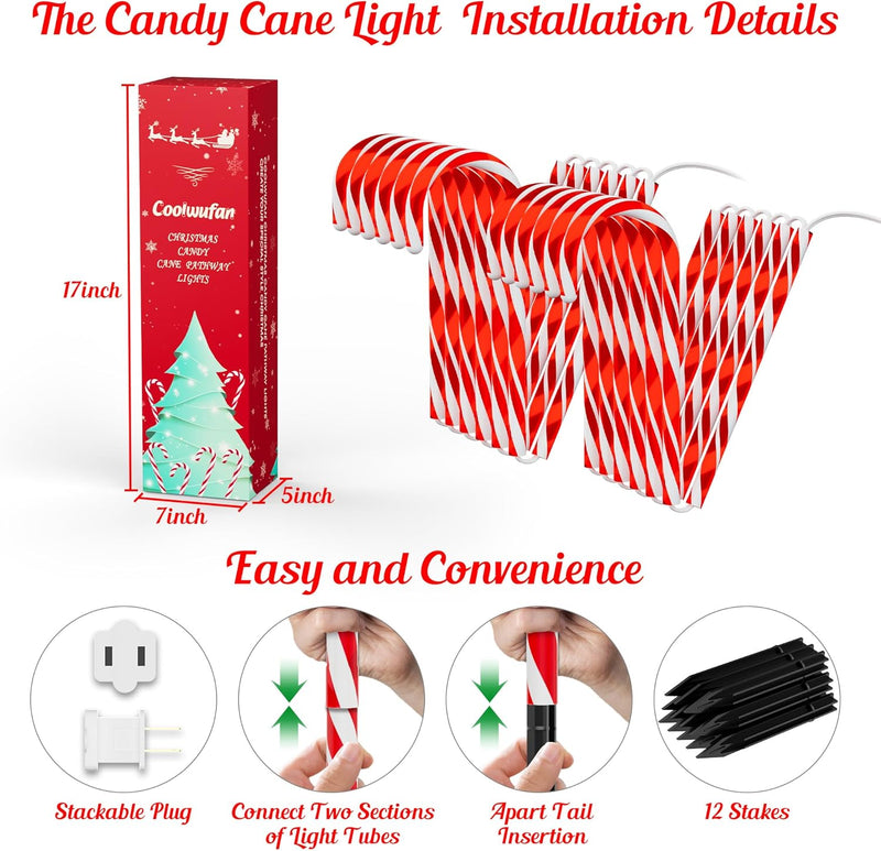 Pack 33" Candy Cane Pathway Stake Lights