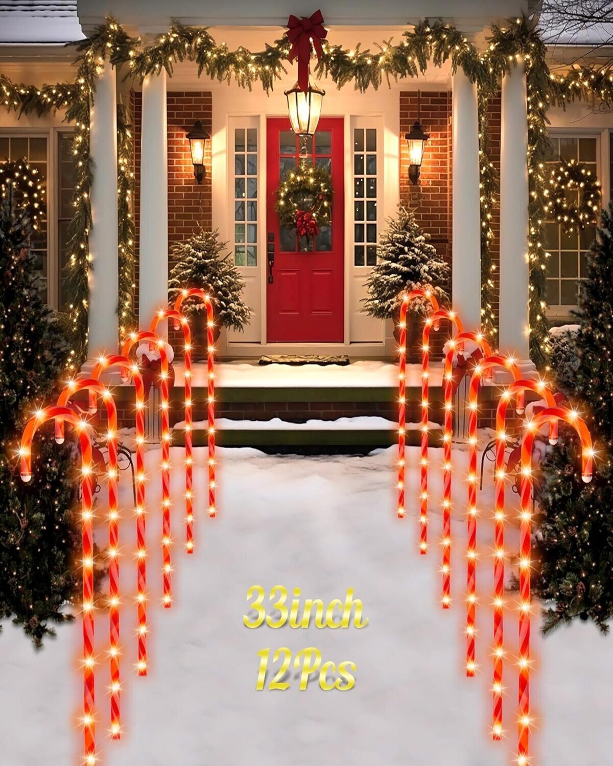 Pack 33" Candy Cane Pathway Stake Lights
