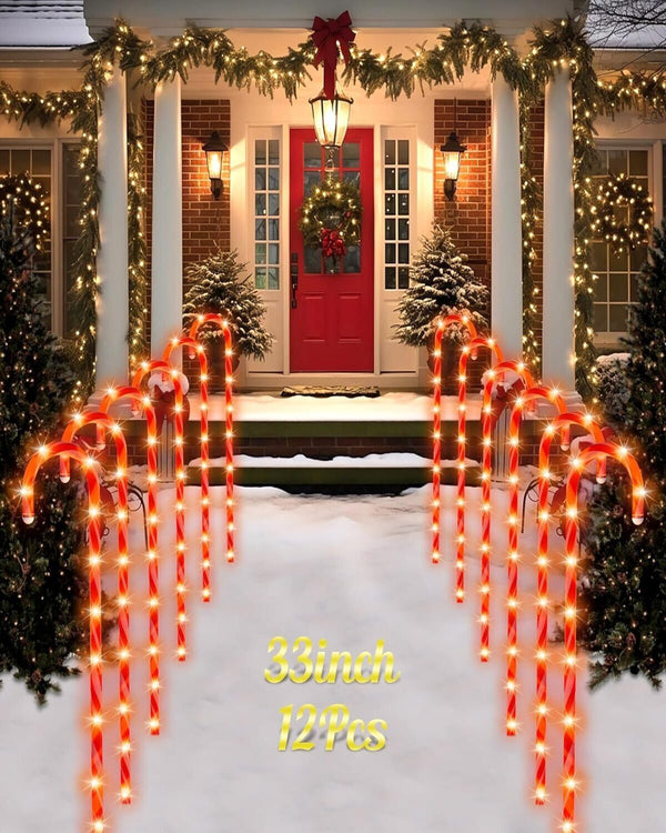Pack 33" Candy Cane Pathway Stake Lights