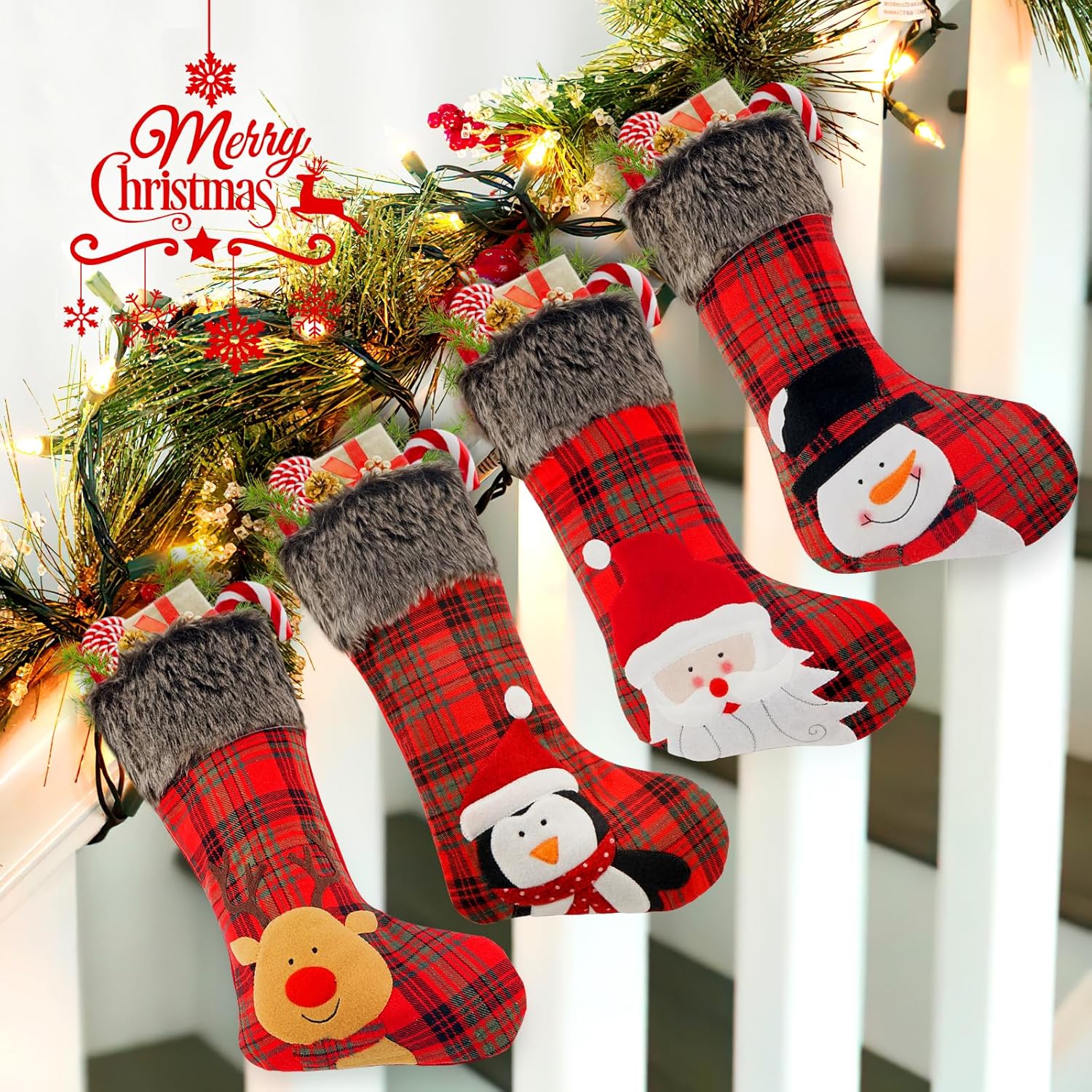 4-Pack 19" Red Christmas Stockings