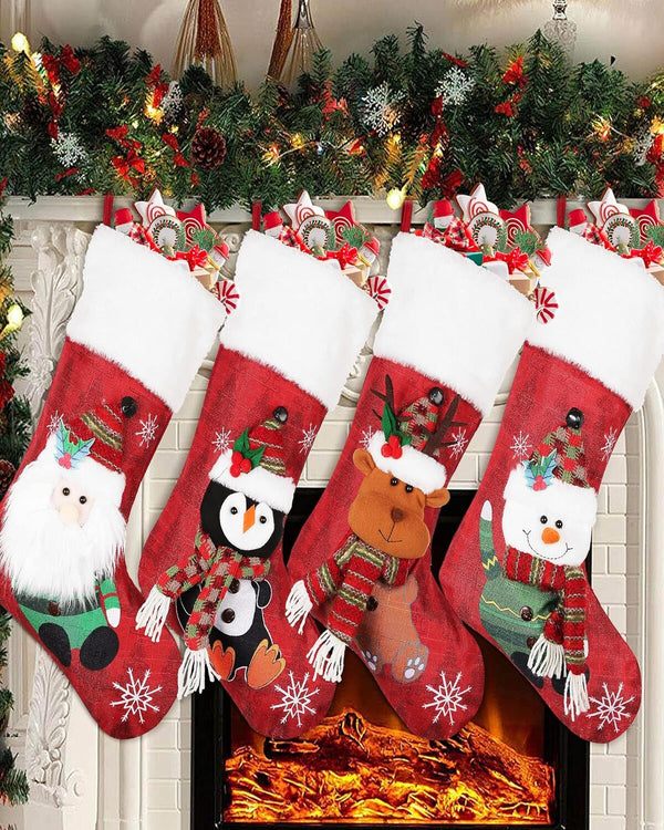 Festive Plush Cuff Xmas Stockings