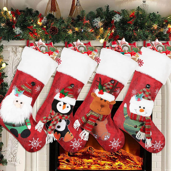 Festive Plush Cuff Xmas Stockings