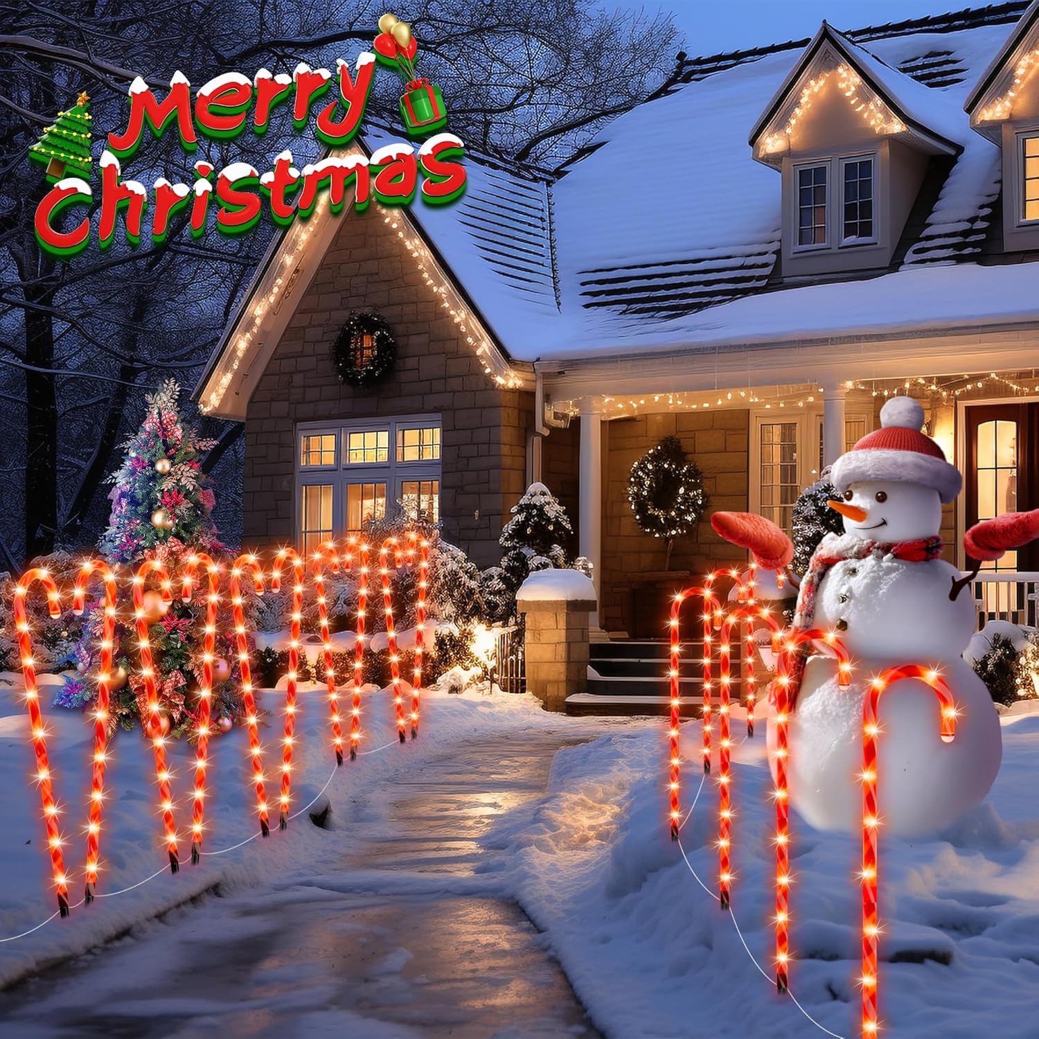 Pack 33" Candy Cane Waterproof Pathway Lights