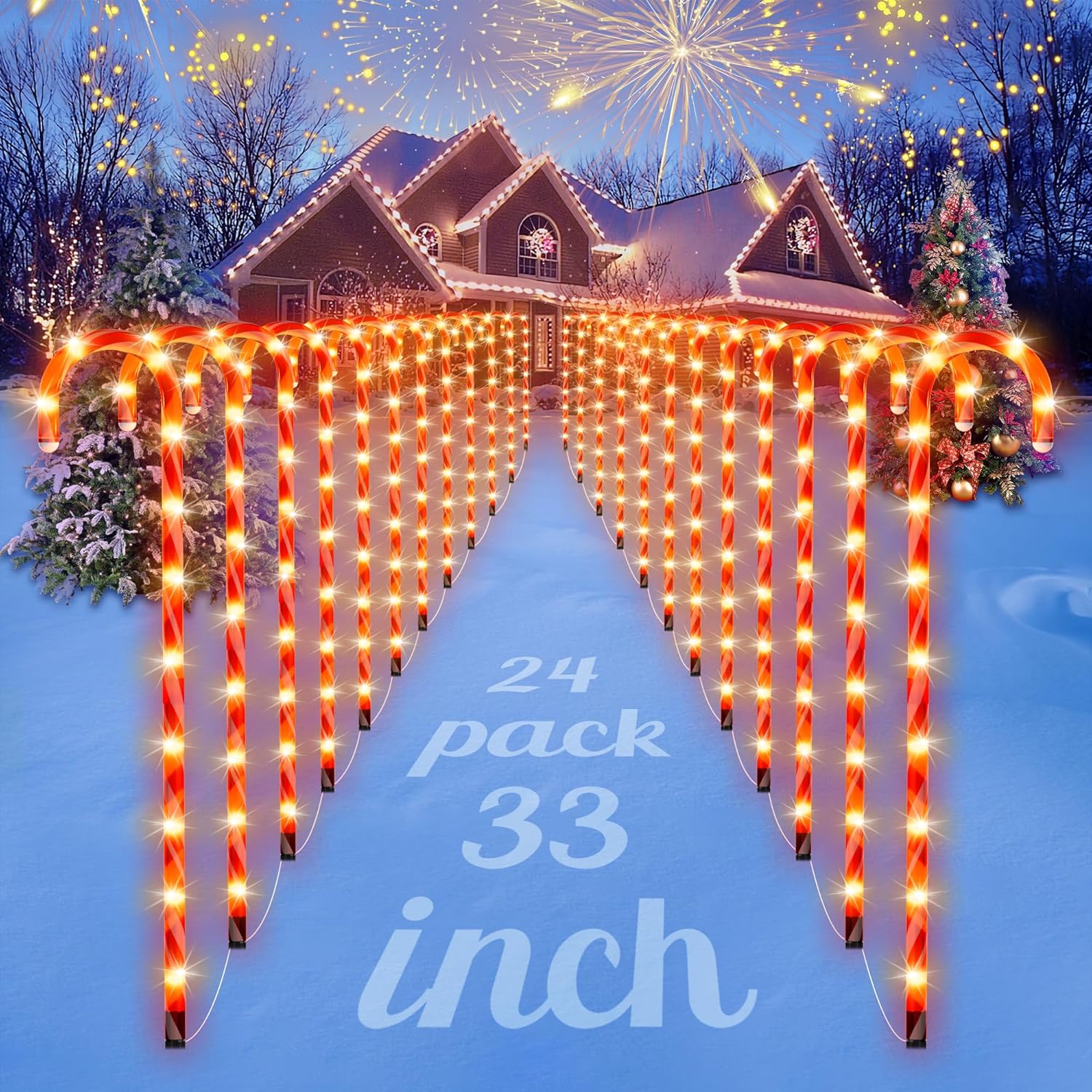 Pack 33" Candy Cane Waterproof Pathway Lights