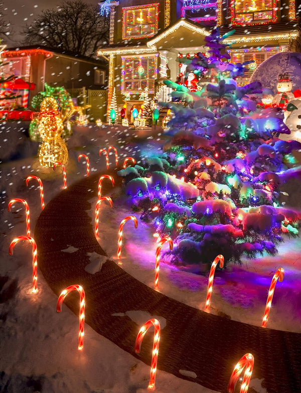 12-Pack Christmas Candy Cane Pathway Markers