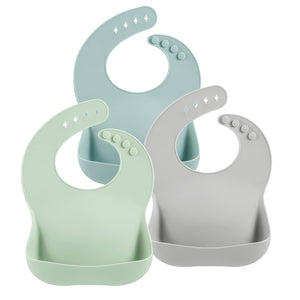 Cosybaby 3 Pack Silicone Baby Bibs for Boys Girls| Waterproof Toddler Bibs| Adjustable Unisex Baby Bibs for Eating| BPA Free Soft Durable Silicone Bibs with Large Food Catcher