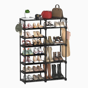 Cossyhome 8-Tier Shoe Rack Storage Organizer, 25-28 Pairs Shoes Shelf Organizer, Removable & Dust Large Stackable Shoe Rack for Boot & Shoe Storage