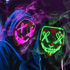 Cosymom 2 Pack Halloween Mask Costume Purge Mask, Scary Halloween Led Light Up Mask for Festival Cosplay Halloween Costume Parties, Masquerade Mask for Women & Men, Kids & Adult Scary Halloween Mask