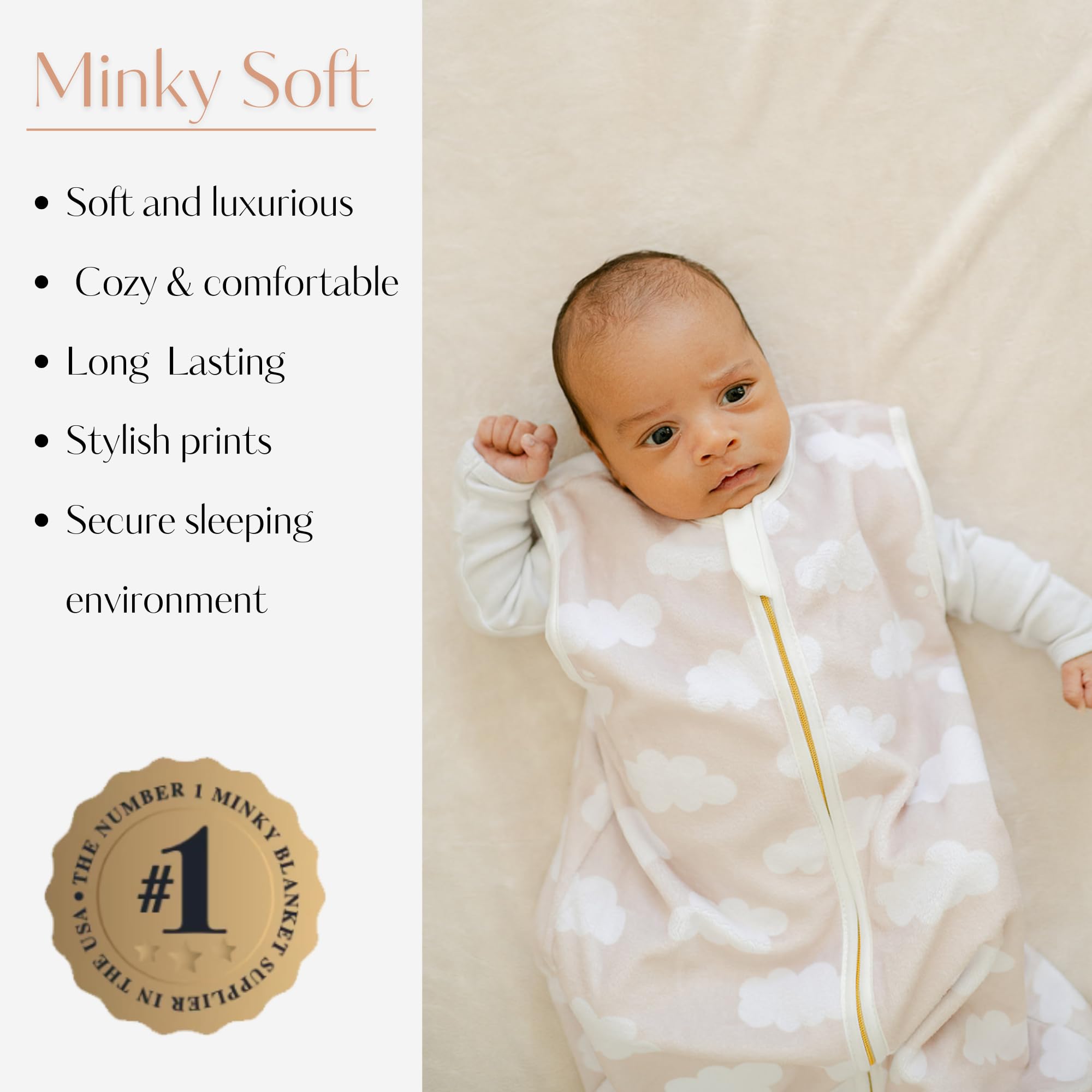 Cosymom Baby Wearable Blanket Sleep Sack | Luxurious Minky Zipup Sleep Bag Blanket for Comfy Breathable Safe Sleeping | (Clouds 3-12M)