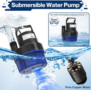 PoolHour 1/2 HP Submersible Sump Pump - 2200 GPH Portable Utility Water Pump for Pool Draining, Electric Pool Water Transfer Pump with 25 FT Power Cord for Basement, Garden Pond