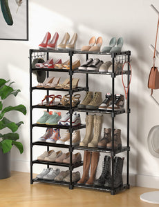 Cossyhome 8-Tier Shoe Rack Storage Organizer, 25-28 Pairs Shoes Shelf Organizer, Removable & Dust Large Stackable Shoe Rack for Boot & Shoe Storage