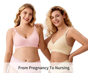 Cosymom Nursing Bras for Breastfeeding, Seamless V Neck Maternity Bra Wireless Women Pregnancy Sleep Bralette