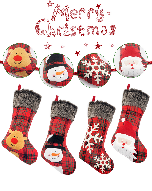 4-Pack 19" Red Christmas Stockings