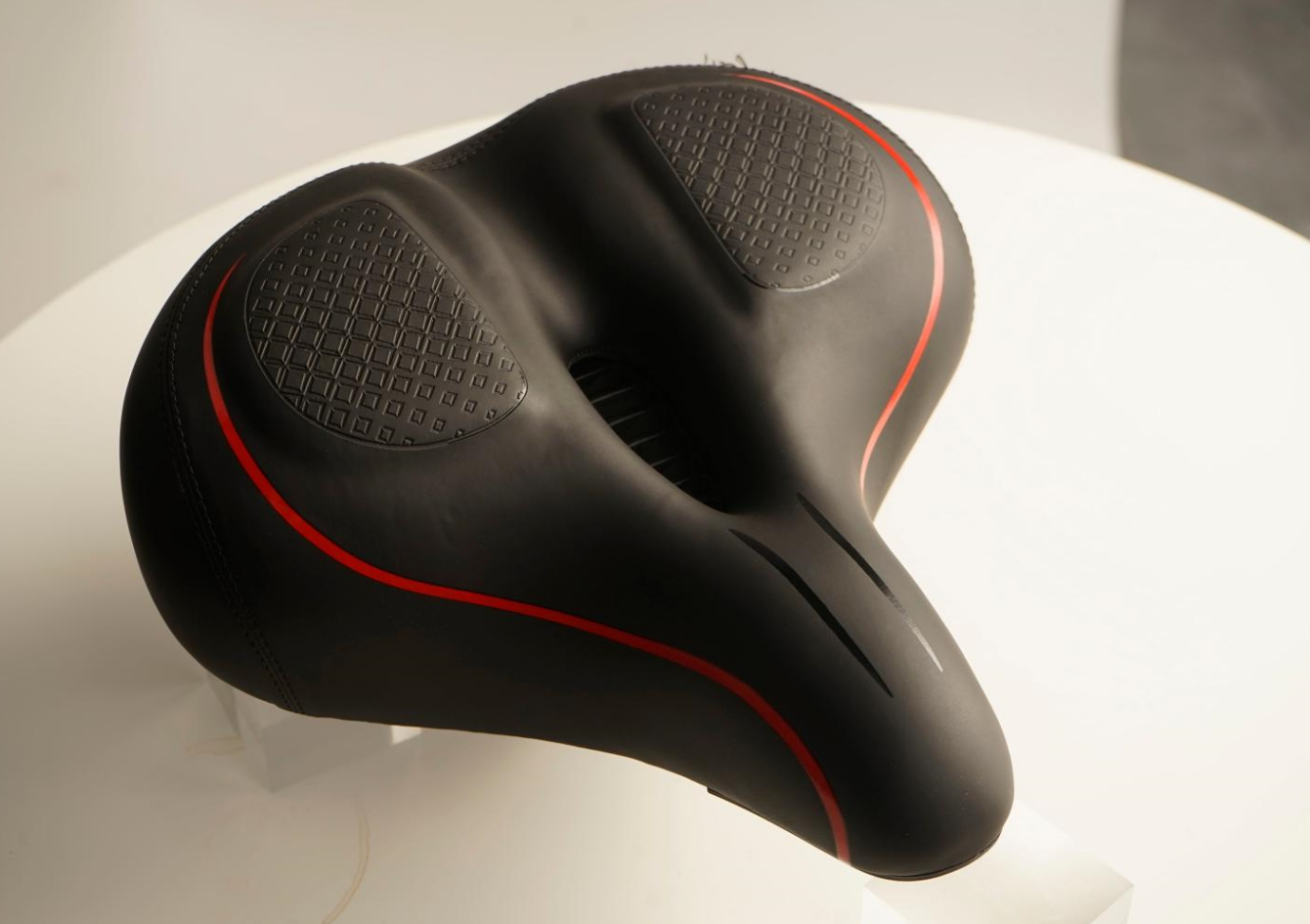 COOLWUFAN Oversized Bike Seat Compatible with Bike & Bike+, Exercise Spin Bike Saddle Replacement Seats, Seat Cushion for Men & Women Compatible with Bicycle, Accessories for Bicycle (Red)