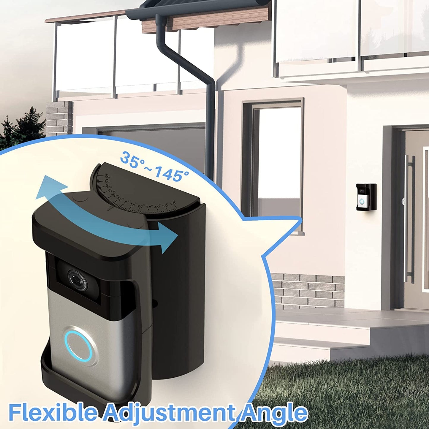 COOLWUFAN Adjustable (35 to 135 Degree) Doorbell Angle Mount, Anti-theft Video Doorbell Mount Compatible with Most Brand Video Doorbell, Easy to Install