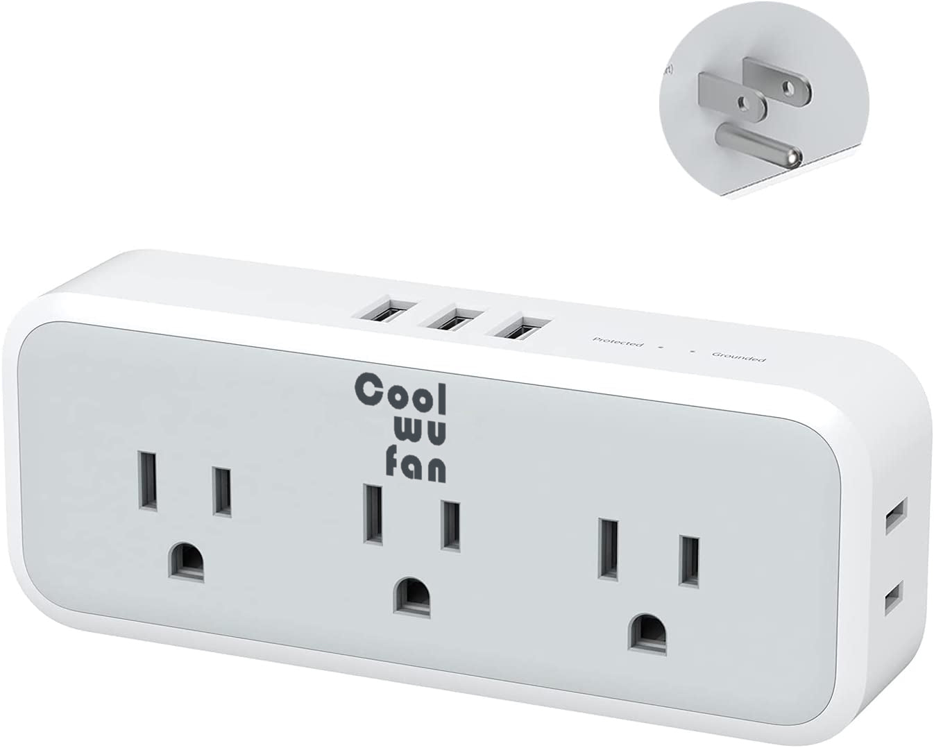 COOLWUFAN Multi Plug Outlet Splitter with USB, 5 Electrical Outlet Extender Surge Protector with 3 USB Wall Charger, Multiple Plug Expander for Home Office Dorm Room Essentials