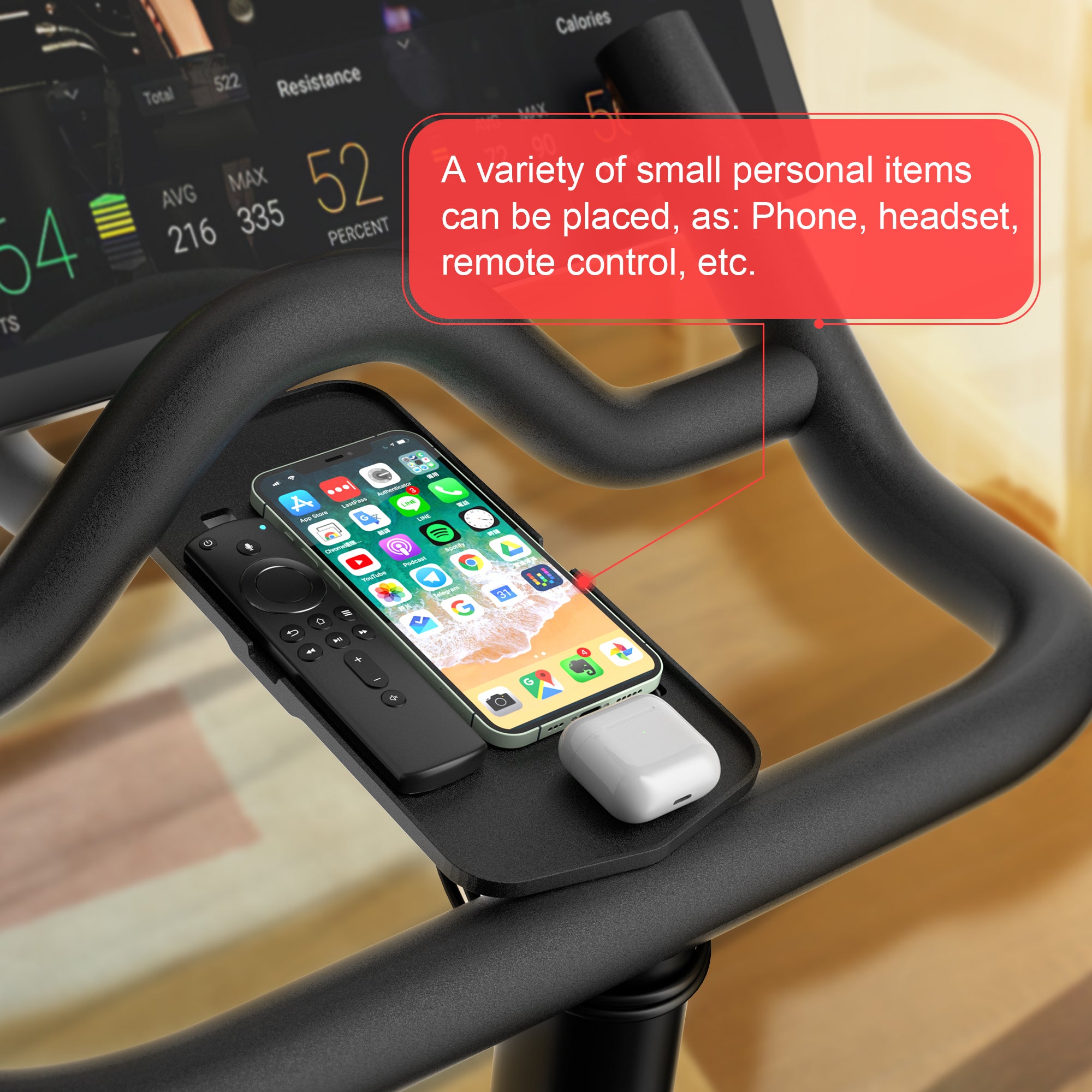 COOLWUFAN Phone Mount Bracket Holder for Spinning Bike & Bike +,Handlebar Stable Anti-Slippery Phone Holder, Phone Holder for Bicycle, Accessories for Spinning (Easy Installation)
