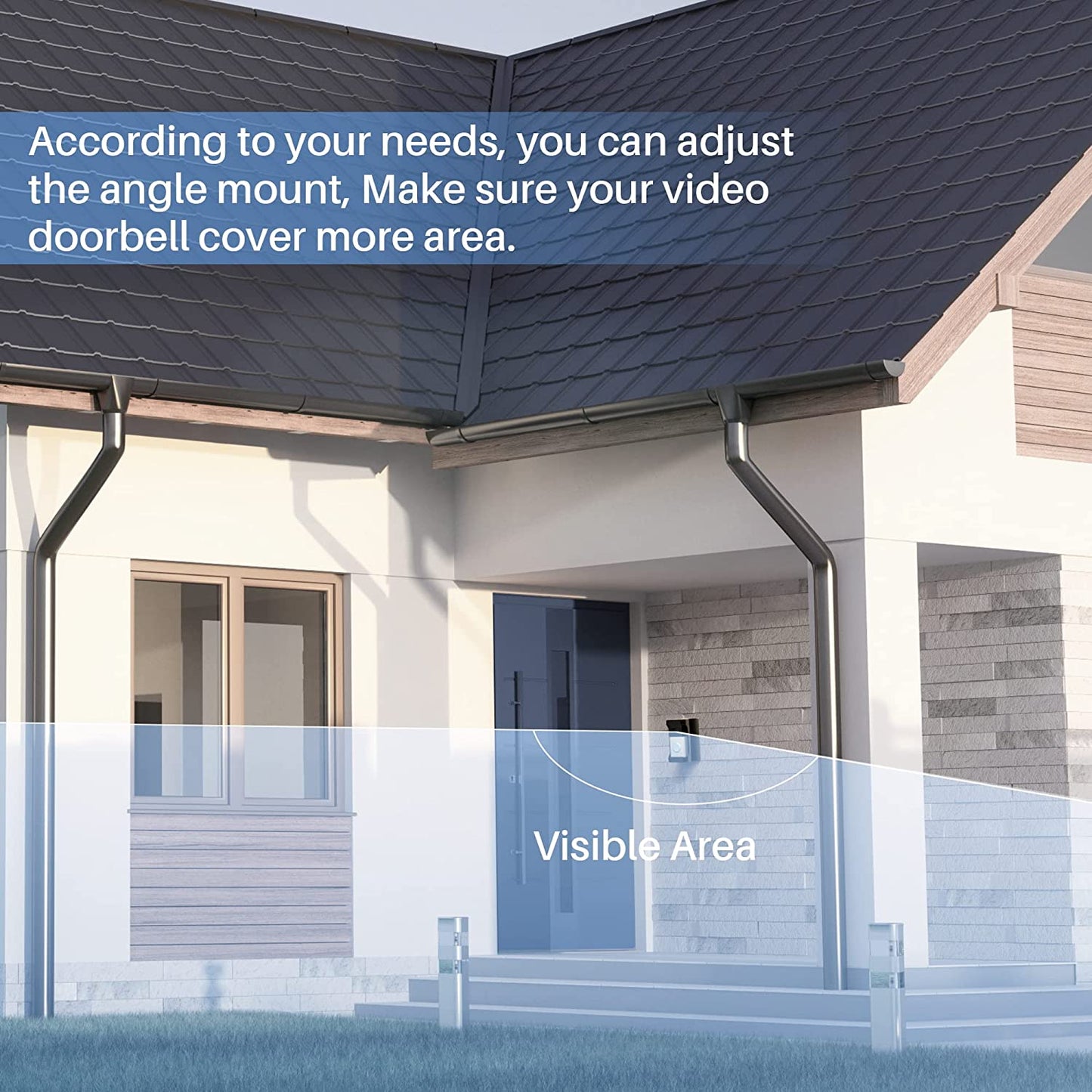 COOLWUFAN Adjustable (35 to 135 Degree) Doorbell Angle Mount, Anti-theft Video Doorbell Mount Compatible with Most Brand Video Doorbell, Easy to Install