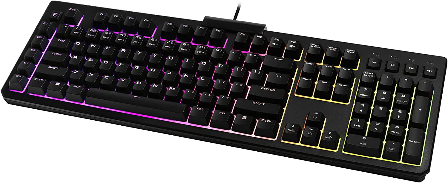 COOLWUFAN Z12 RGB Gaming Keyboard, RGB Backlit LED, 5 Programmable Macro Keys, Dedicated Media Keys, Water Resistant, 834-W0-12US-KR