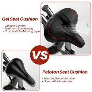 COOLWUFAN Oversized Bike Seat Compatible with Bike & Bike+, Exercise Spin Bike Saddle Replacement Seats, Seat Cushion for Men & Women Compatible with Bicycle, Accessories for Bicycle (Red)