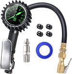 Load image into Gallery viewer, COOLWUFAN Glow Dial Tire Inflator with Pressure Gauge 100 PSI, Heavy Duty with Large 2&quot; Easy Read Glow Dial, Air Chuck, Quick Connect Coupler and Rubber Hose Compressor Accessories, Gifts for Men
