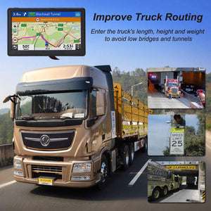 COOLWUFAN GPS Navigation for Truck RV Car, 7 inch Truckers Trucking GPS Navigation System, Truck GPS Commercial Drivers, Free Lifetime Map Updates, Speed Warning, Spoken Turn-by-Turn Directions