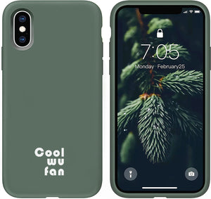 COOLWUFAN Case for iPhone X/iPhone Xs case Liquid Silicone Gel Rubber Phone Case,iPhone X/iPhone Xs 5.8 Inch Full Body Slim Soft Microfiber Lining Protective Case (Forest Green)